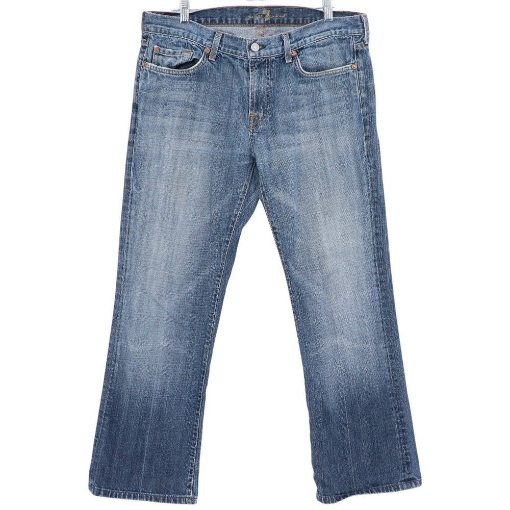 7 For All Mankind Men's Bootcut Jeans Blue Medium Wash Size 34 Denim Casual